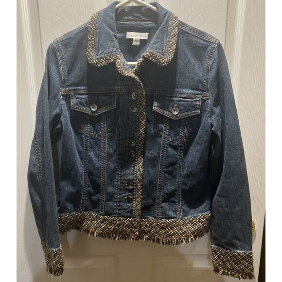 Coldwater Creek Women's Size 8 (Small)Long Sleeve Embroidered Hem Jean Jacket - Picture 1 of 8
